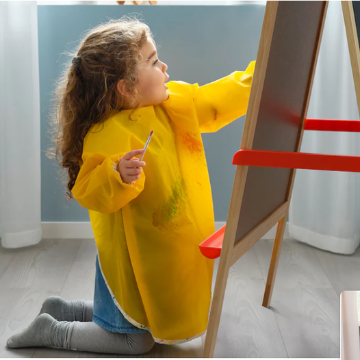 Apron with long sleeves, yellow