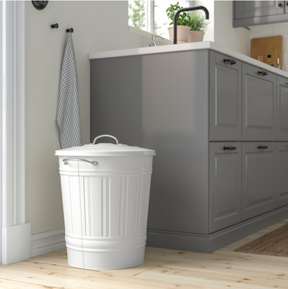 KNODD Bin with lid, white, 16 Liter