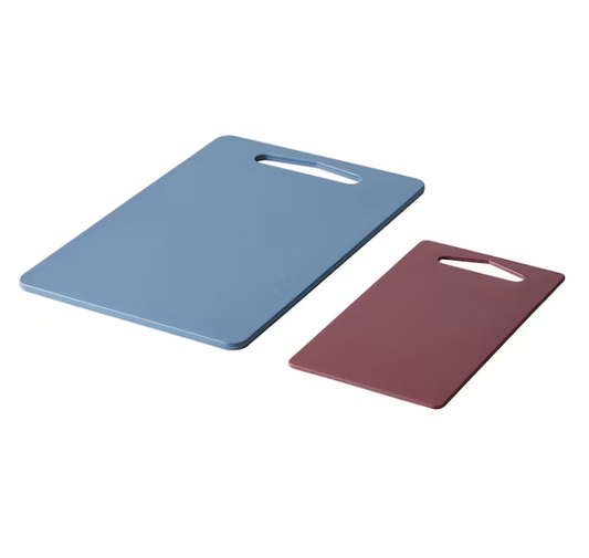 Chopping board, set of 2, dark blue/red