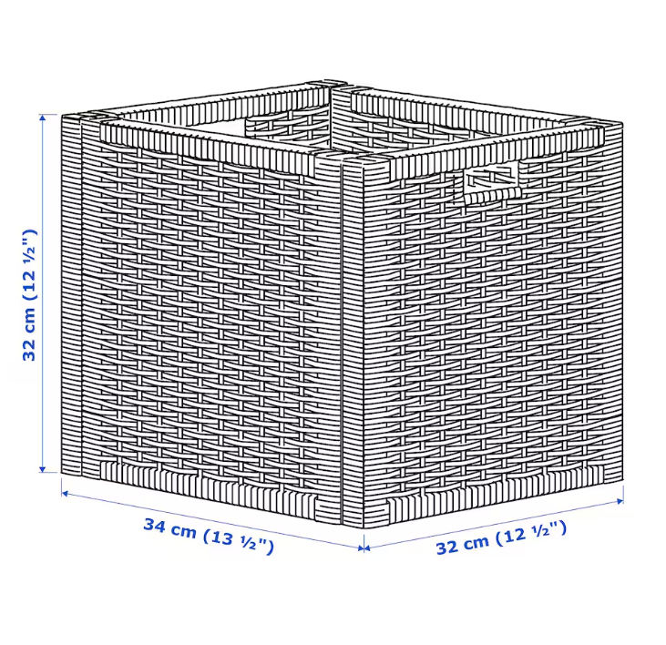 BRANÄS Basket, rattan, 32x34x32 cm