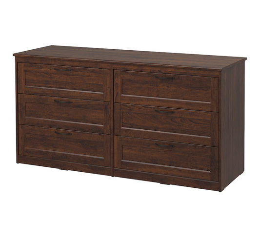 SONGESAND Chest of 6 drawers, brown, 161x81 cm