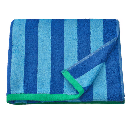 SLÅNHÖSTMAL Bath towel, bright blue/light blue striped, 70x140 cm