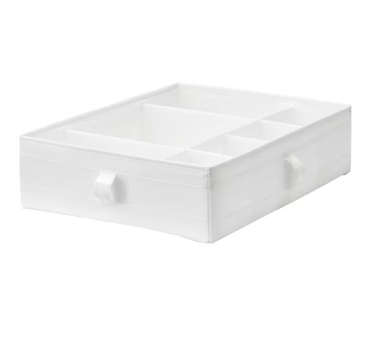 Box with compartments, white, 44x34x11 cm