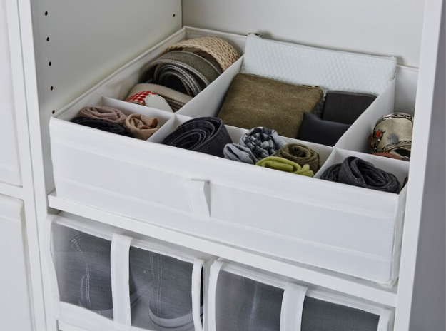 Box with compartments, white, 44x34x11 cm