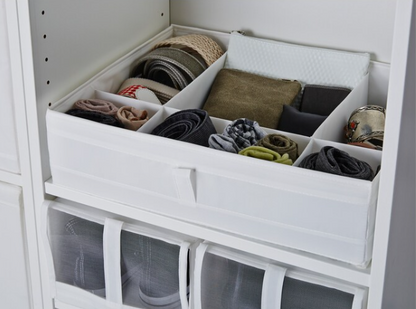 Box with compartments, white, 44x34x11 cm