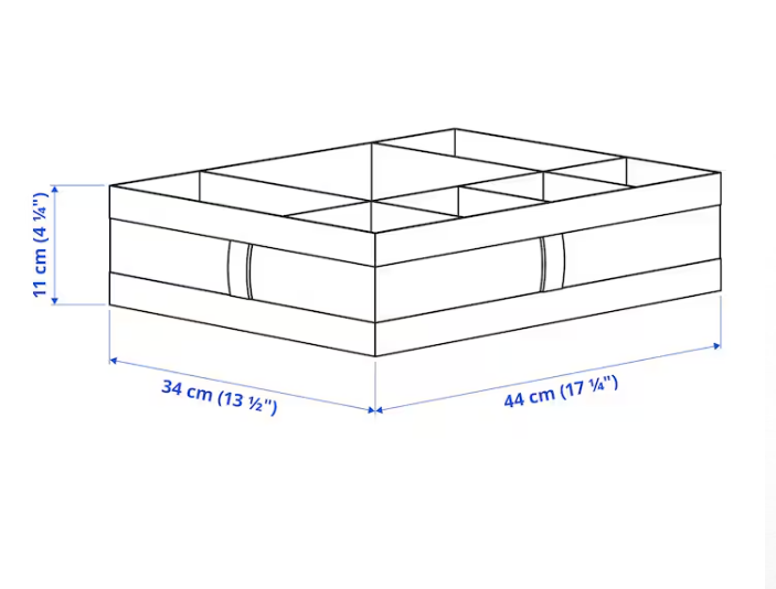 Box with compartments, white, 44x34x11 cm
