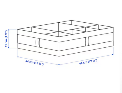 Box with compartments, white, 44x34x11 cm