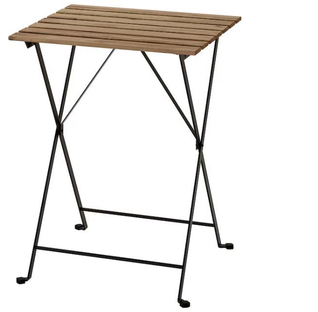 TÄRNÖ Table, outdoor, black/light brown stained, 55x54 cm