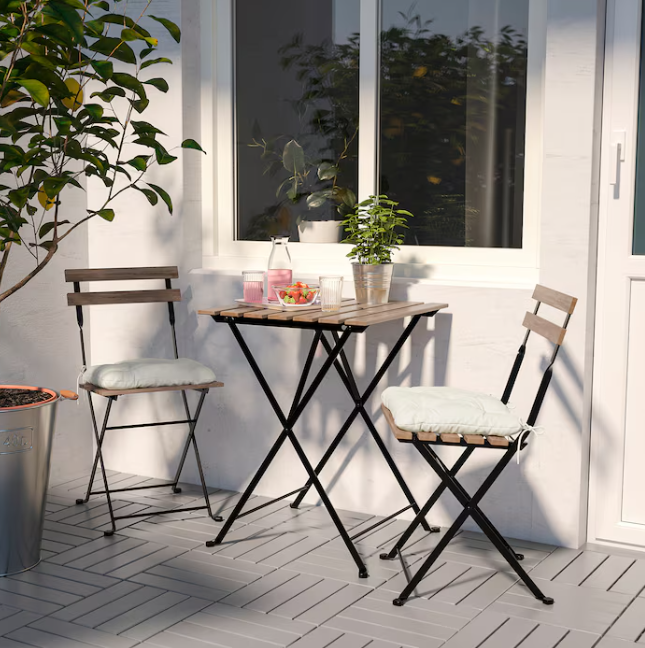 TÄRNÖ Table, outdoor, black/light brown stained, 55x54 cm