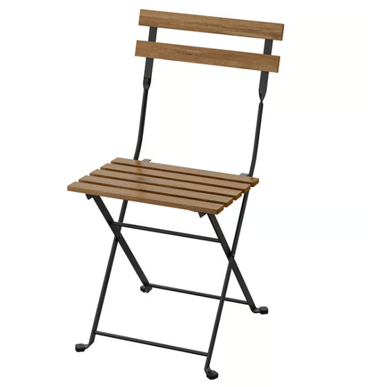 TÄRNÖ Chair, outdoor, foldable black/light brown stained