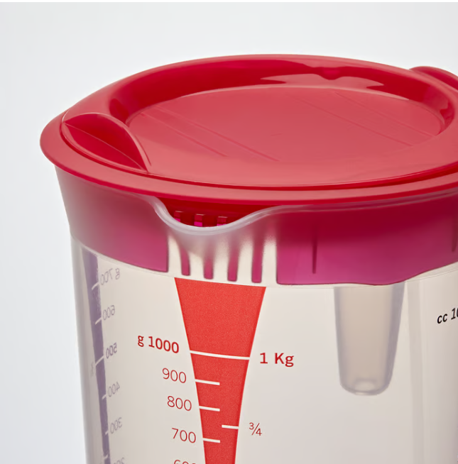 IKEA INFRIA Jug with lid and citrus squeezer, transparent/cerise, 1.0 l