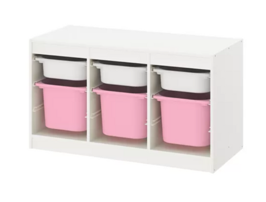IKEA TROFAST Storage combination with boxes, white white/pink, 99x44x56 cm