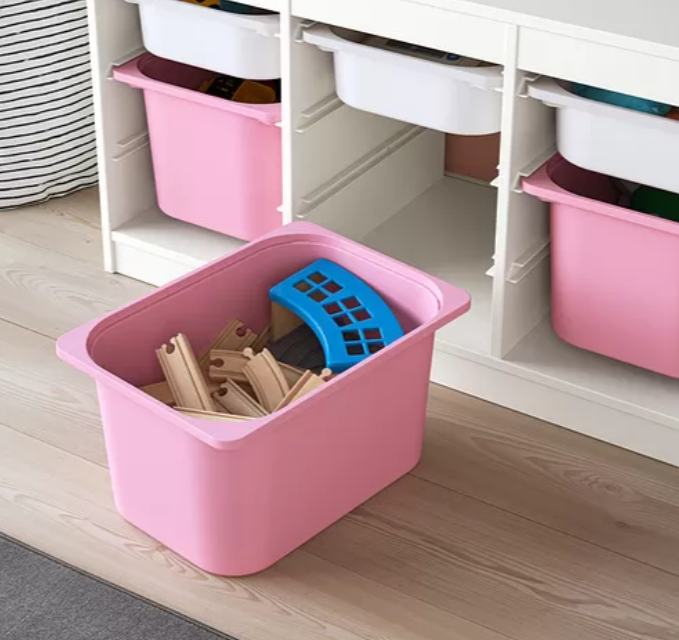 IKEA TROFAST Storage combination with boxes, white white/pink, 99x44x56 cm