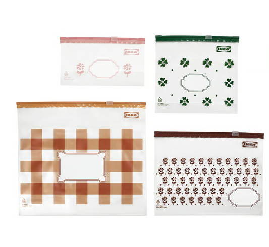IKEA KÖSSEBÄR Resealable bag, mixed patterns / 80 Piece