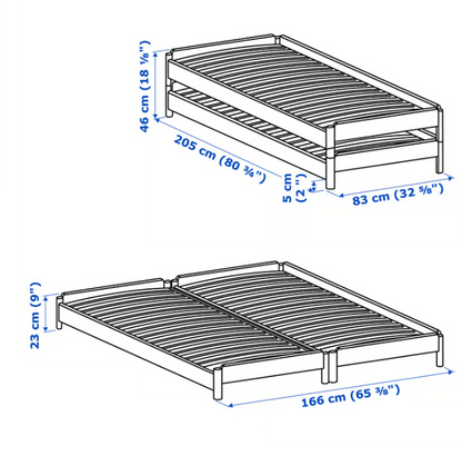 IKEA UTÅKER Stackable bed with 2 mattresses, pine/Åfjäll firm, 80x200 cm