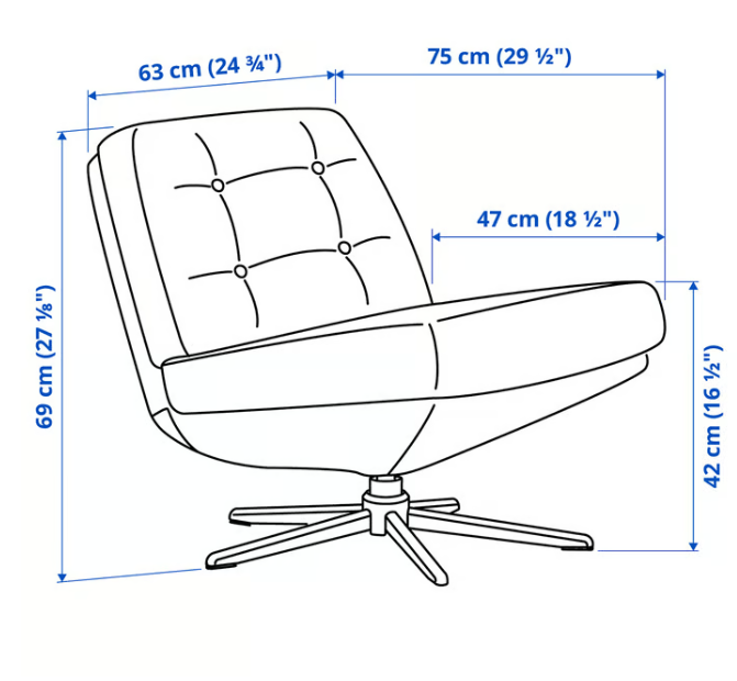 IKEA DYVLINGE Swivel easy chair, Kelinge black