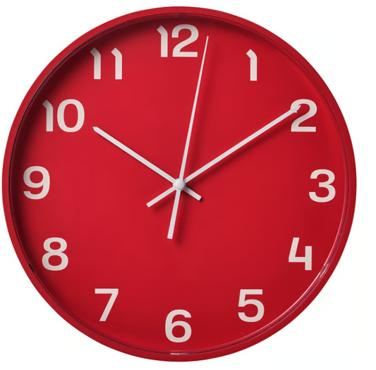 IKEA PLUTTIS Wall clock, red, 28 cm