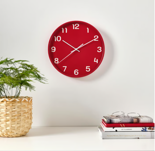 IKEA PLUTTIS Wall clock, red, 28 cm