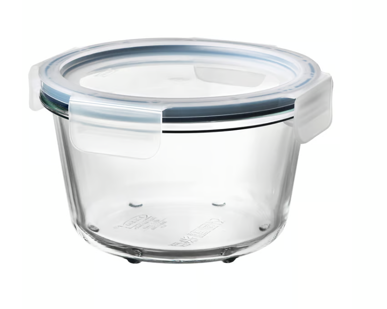 IKEA 365+ Food container with lid, round glass/plastic, 600 ml