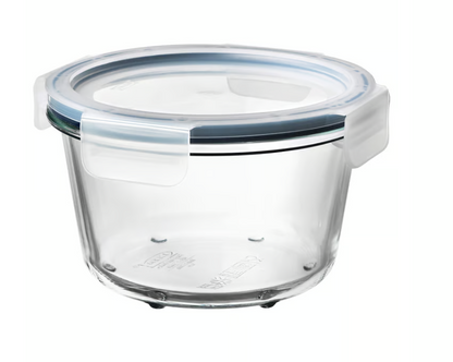 IKEA 365+ Food container with lid, round glass/plastic, 600 ml