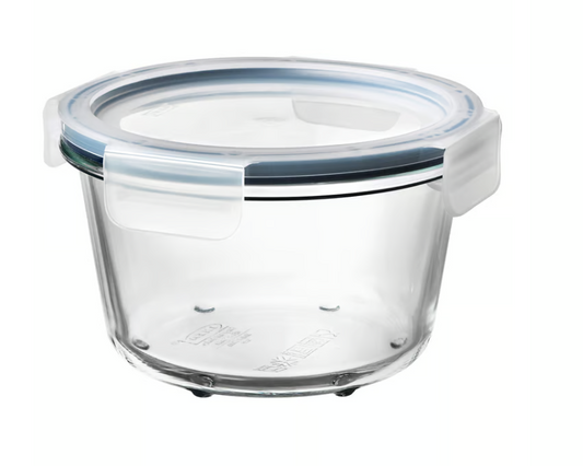 IKEA 365+ Food container with lid, round glass/plastic, 600 ml