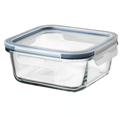 IKEA 365+ Food container with lid, square glass/plastic, 600 ml