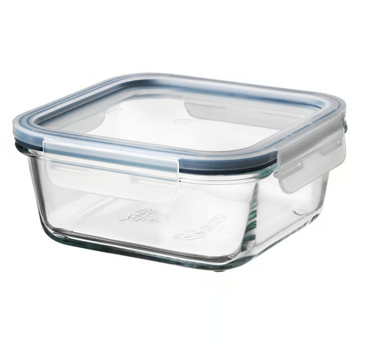 IKEA 365+ Food container with lid, square glass/plastic, 600 ml