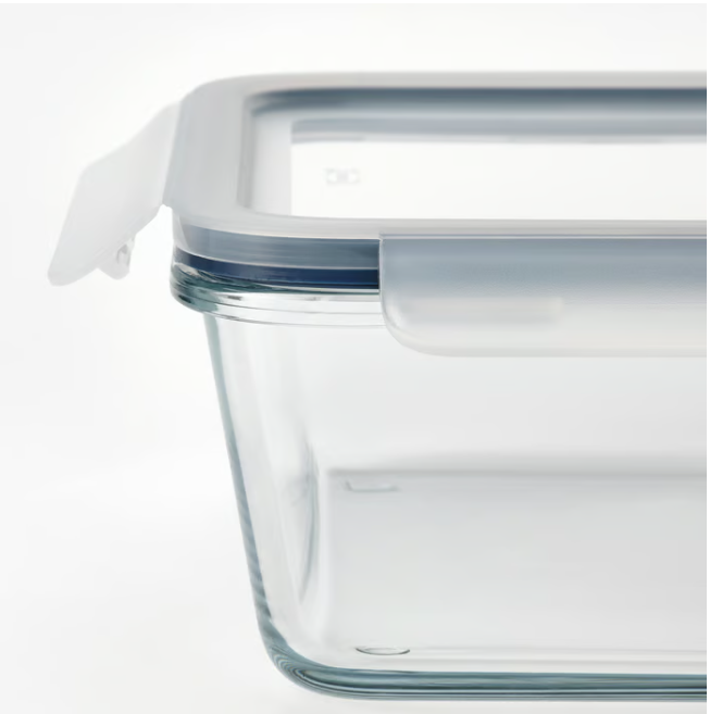 IKEA 365+ Food container with lid, square glass/plastic, 600 ml