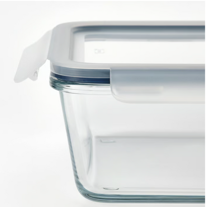 IKEA 365+ Food container with lid, square glass/plastic, 600 ml