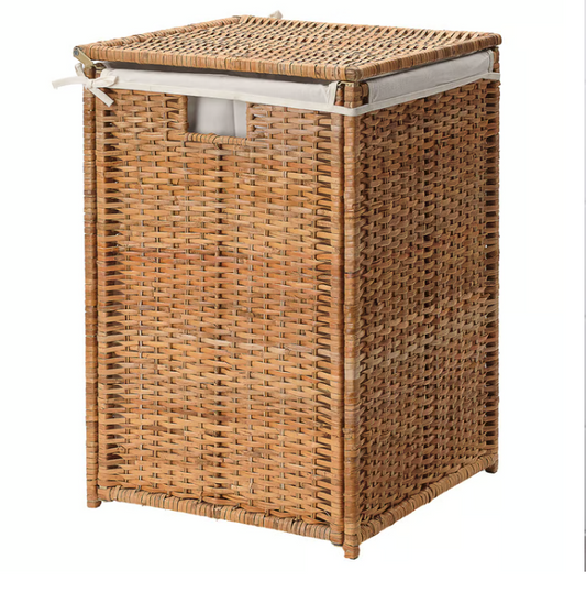 IKEA BRANÄS Laundry basket with lining, rattan, 80 l