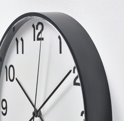 IKEA PLUTTIS Wall clock, black, 28 cm