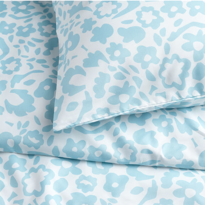 IKEA CYMBALBLOMMA Duvet cover and 2 pillowcases, white/blue, 240x220/50x80 cm