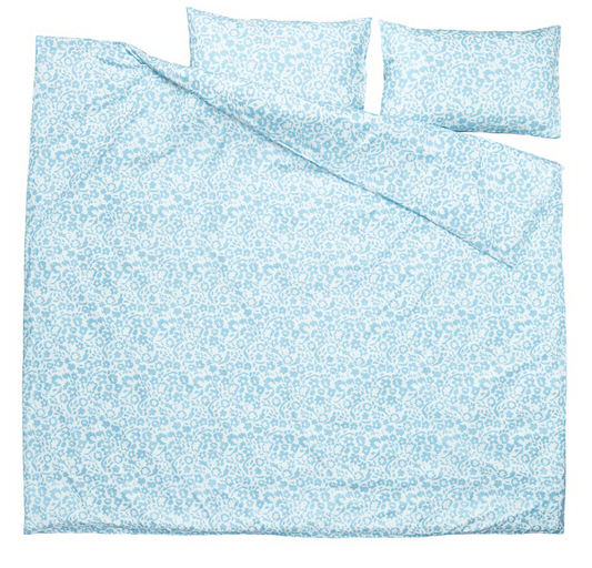 IKEA CYMBALBLOMMA Duvet cover and 2 pillowcases, white/blue, 240x220/50x80 cm