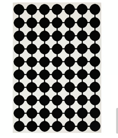 IKEA VÄNDPLATS Rug, low pile, white/black dotted, 133x195 cm