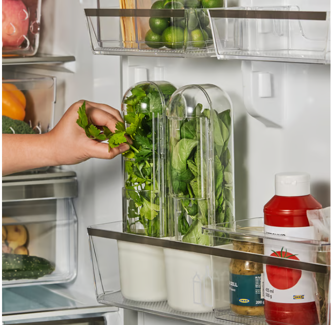 IKEA KLIPPKAKTUS Herb storage for fridge, transparent, 10x9x28 cm