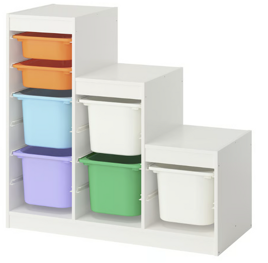 IKEA TROFAST Storage combination with boxes, white white/multicolour, 99x44x94 cm