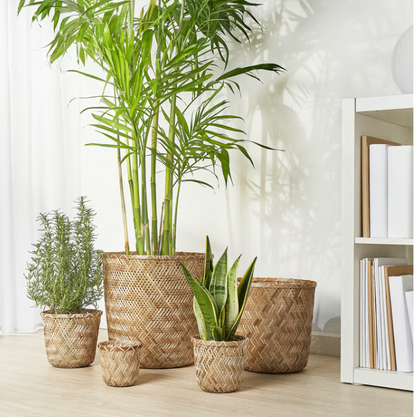 IKEA KLYNNON Plant pot, handmade bamboo, 24 cm