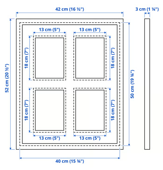 IKEA RÖDALM Frame for 4 pictures, white, 40x50 cm