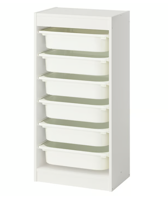 IKEA TROFAST Storage combination with boxes, white/white, 46x30x94 cm