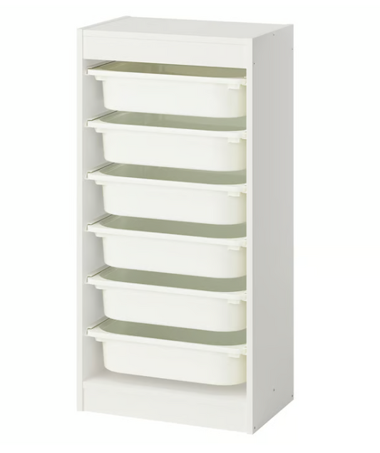 IKEA TROFAST Storage combination with boxes, white/white, 46x30x94 cm