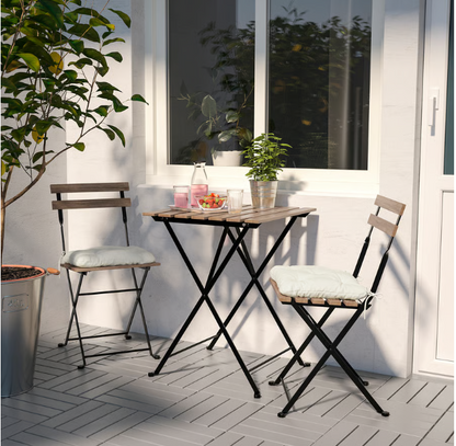 IKEA TÄRNÖ Table+2 chairs, outdoor, black/light brown stained