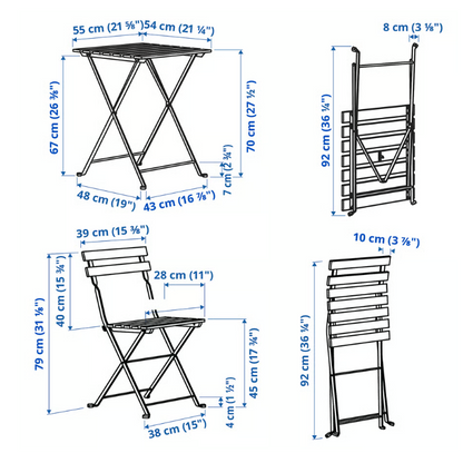 IKEA TÄRNÖ Table+2 chairs, outdoor, black/light brown stained