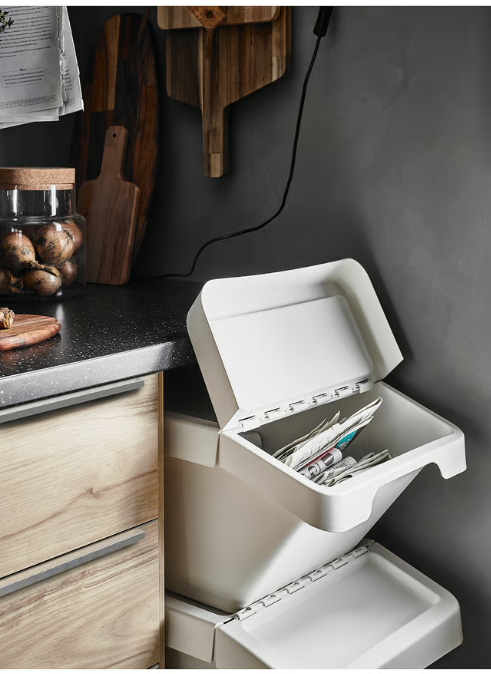 IKEA SORTERA Waste sorting bin with lid, white, 37 l