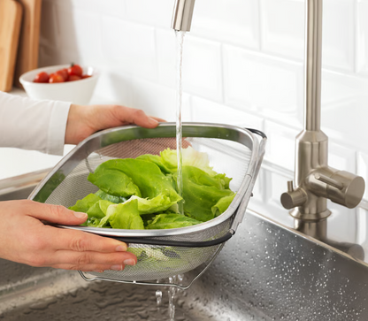 IKEA IDEALISK Colander, stainless steel/black, 34x23 cm