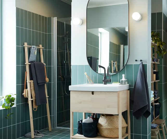 LINDBYN Mirror, black, 60x120 cm