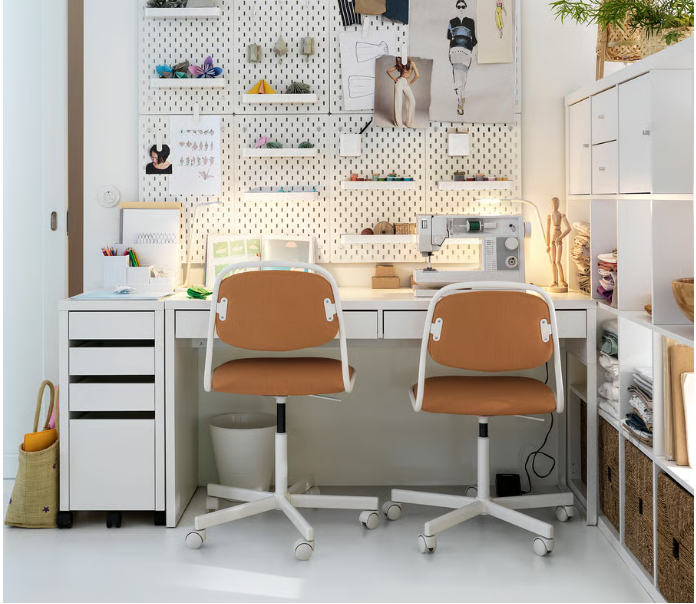 IKEA MICKE Drawer unit with drop-file storage, white, 35x75 cm