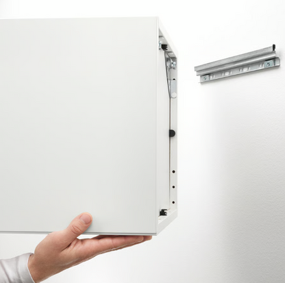 IKEA EKET Wall mounted media shelf w rail, white, 70x35x35 cm