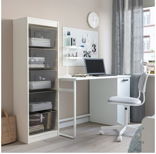 IKEA TROFAST Storage combination with boxes, white/dark grey, 46x30x145 cm