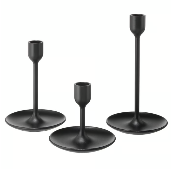 IKEA FULLTALIG Candlestick, set of 3, black