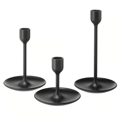 IKEA FULLTALIG Candlestick, set of 3, black